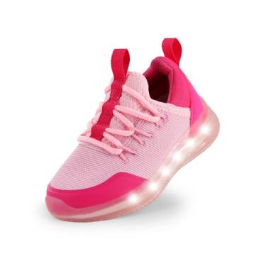 Imagem de YESKIS Tênis infantil para meninos e meninas com iluminação de malha piscante para crianças pequenas, Rosa claro/fúcsia, 15