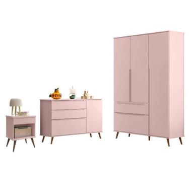 Imagem de Conjunto Infantil Melinda 3 Pecas MDF Pés Madeira Rosê - Pheonix Baby