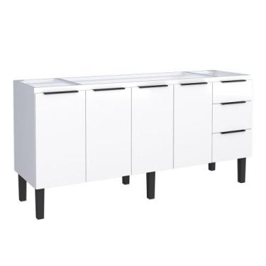 Imagem de Gabinete Aço Cozinha para Pia de180cm 4 Portas 3 Gavetas com Pés Regul