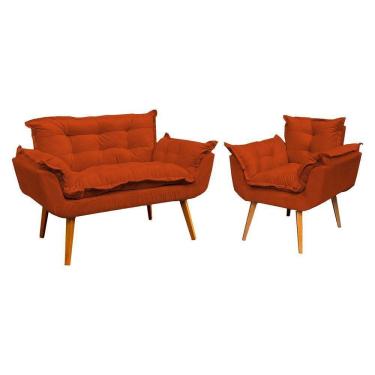 Imagem de Kit Namoradeira Manicure + Poltrona Decorativa Para Sala Recepção Consultório Alice Suede