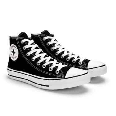 Imagem de Tênis Masculino Cano Alto Cadarço Star Feet Retrô PROMO, Preto, 40