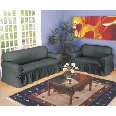 Imagem de Capa De Sofá 2 E 3 Lugares Tecido Gorgurão Grosso  - Campari, Cinza