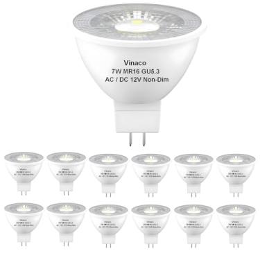 Imagem de Vinaco Lâmpada Led Mr16 2700K 7W Branco Quente 450Lm Alto Brilho Base Bi-Pin Gu5.3 (50W Equivalente A Halogênio) Não Regulável, 38° Luz Para Iluminação De Paisagem Em Trilho