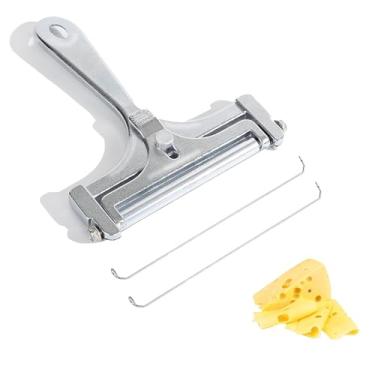 Imagem de Kit de fatiador de queijo de arame de aço inoxidável, resistente, espessura ajustável, bloco manual, cortadores de queijo, utensílios de cozinha, descascador de queijo para cheddar, gruyere, raclette
