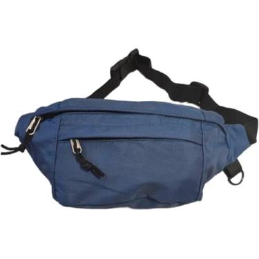 Imagem de Pochete Bolsa Grande Transversal Ajustável Lisa Celular Dinheiro Cor:Azul e Preta. Leve o Essencial com Estilo! Invista em Praticidade, Estilo e Segurança com a Pochete Bolsa Grande Transversal!