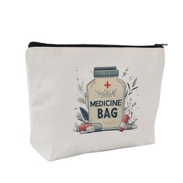 Imagem de ZOCIGIFTS Bolsa de armazenamento de medicamentos com diabetes, bolsa de medicamentos e designs de suprimentos médicos, capas com zíper de lona branca, funcionalidade multiuso (presente para