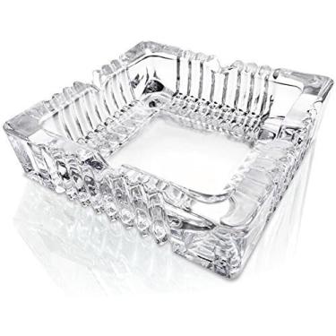 Imagem de Cinzeiro de vidro de cristal, quadrado de 10 x 10 cm, transparente, decorativo interno e externo (2)