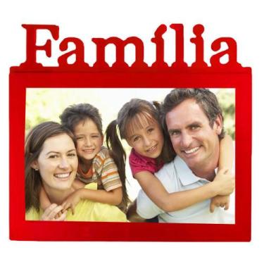 Imagem de Porta Retrato Família 20x15cm Vermelho - Gici Decor