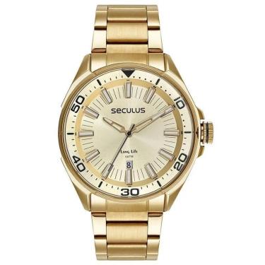 Imagem de RELÓGIO ANALÓGICO CALENDÁRIO AÇO SECULUS-Masculino