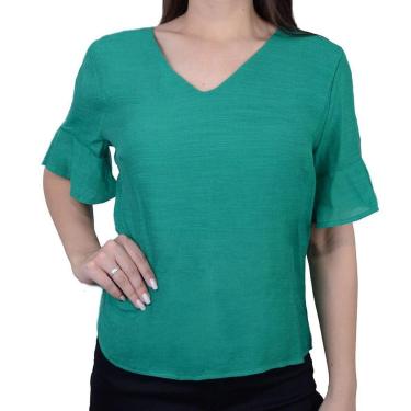 Imagem de Camiseta Feminina Jumaniy Manga Babado Verde - J2205-Feminino