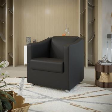 Imagem de Poltrona Decorativa Tilla Corino Preto Dal Poz Estofados