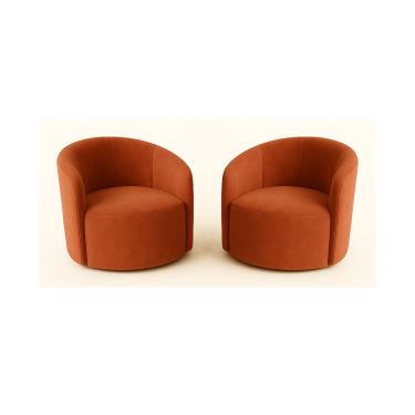 Imagem de Kit 02 Poltronas Curva Orgânica Nature Gaia Suede Terracota - Montanaris Decor