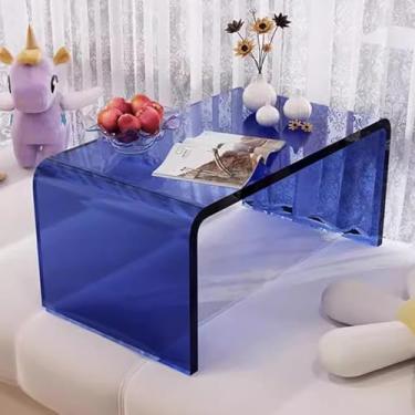 Imagem de Mesa De Centro Em Forma De C Mesa Lateral De Acrílico Transparente 12mm De Espessura Mesa Lateral De Acrílico Moderno Para Quarto Sala De Estar E Pátio, Bianco, 65x30x30cm