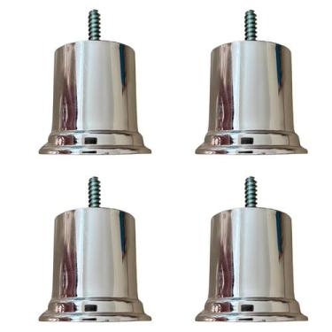 Imagem de Kit 4 Pés De Plástico 6cm Cromado Para Cama Box Poltrona Armário - Kas