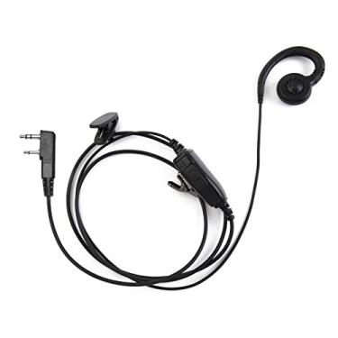 Imagem de SHON Fone de ouvido de rádio com microfone – Gancho giratório flexível tipo G com som de cristal, fone de ouvido de rádio bidirecional para Walkie Talkie da polícia Kenwood e baofeng (preto)