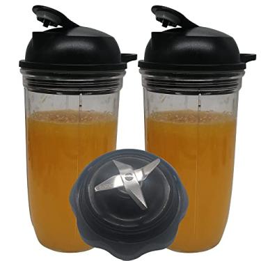 Imagem de Substituição de 2 peças de copo de 680 g com tampa para ir e 1 peça de lâmina extratora de torção fácil, compatível com o liquidificador nutri bullet e compatível com o liquidificador Nutribullet