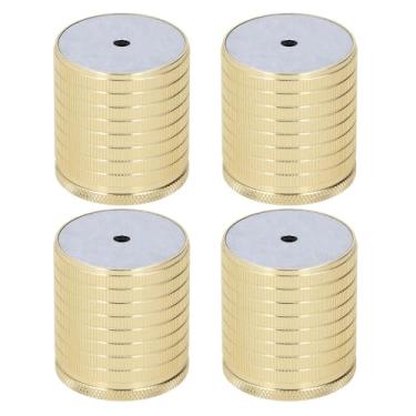 Imagem de Asixxsix Bed Risers Heavy Duty, 4 Pcs 1,69 a 2,95 Polegadas 50 a 500kg de Carga Metal Bed Risers, Ajustável Alumínio Liga Móveis Risers para Cama, sofá, Cômoda, Mesas, Armário de TV (Ouro brilhante)