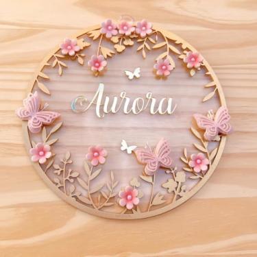 Imagem de Enfeite Porta Maternidade Floral 1 Acrílico e Espelho