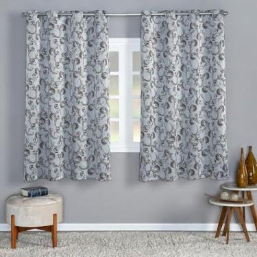 Imagem de Cortina Tecido Jacquard Corta Luz Sala Quarto Apartamento Desenho Flor