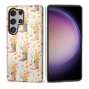 Imagem de Kapadiy Capa para Samsung Galaxy S24 Ultra [design Western Cowgirl] - Proteção dupla híbrida (silicone + PC rígido) à prova de choque, capa protetora para homens e mulheres