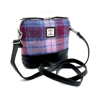 Imagem de Maccessori Harris Tweed Bolsa feminina de ombro quadrado com design verde – Lã tecida à mão da Escócia, Rosa pastel