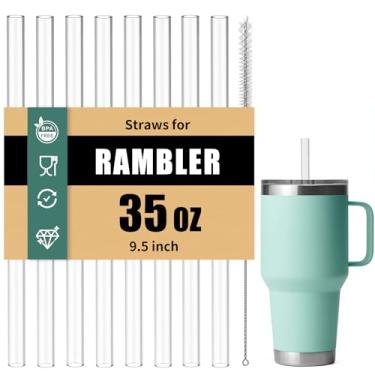 Imagem de Canudos para Yeti Copo Rambler de 1000 ml, 8 Pçs Canudos de Substituição Reutilizáveis de 24 cm, Acessórios de Plástico Rígido Livre de BPA com 1 Escova de Limpeza, Ideal para Smoothies, Milkshakes