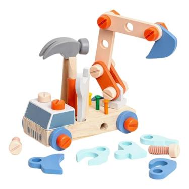 Imagem de TTETTZ Conjunto de ferramentas de madeira para carros, brinquedos educativos de faz de conta, brinquedos educativos de aprendizagem para meninos e meninas