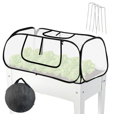 Imagem de Capas de plantas de jardim de 114 cm x 56 cm com dois orifícios de ar e malha respirável para canteiros elevados, capa de plantas aceleradoras, mini capa de estufa, cobertura geada para protetor de