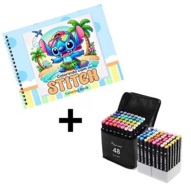 Imagem de Livro Colorir Stitch 50 Páginas 180g Capa Dura Cor Azul Relaxamento Cr