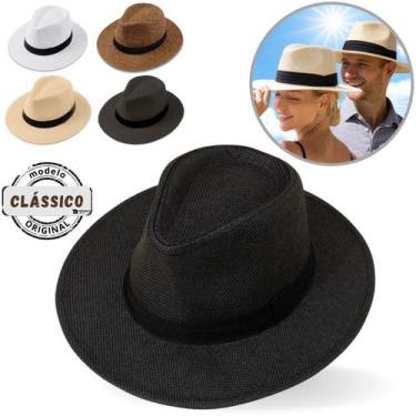 Imagem de Chapéu Panamá Palha Aba Larga Moda Masculino Feminino Praia Casual Fes