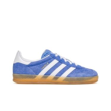 Imagem de Adidas Tênis feminino Gazelle Indoor Blue Fusion/Branco/Dourado, tamanho 37