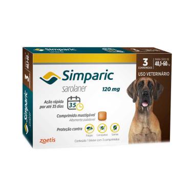 Imagem de Simparic Antipulgas e Carrapatos Para Cães 40,1 a 60kg com 3 Comprimidos