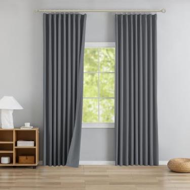 Imagem de DONREN Cortinas blackout com aba traseira plissada cinza neutro 101,6 cm L x 213,4 cm C