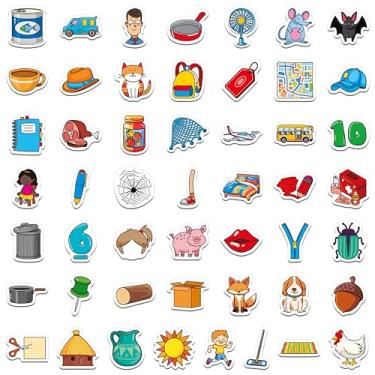 Imagem de 50 peças Ímãs de objetos CVC, ímãs magnéticos de geladeira CVC espessos adoráveis brinquedos educativos de aprendizagem para crianças em idade pré-escolar, jardim de infância, crianças a partir de 4