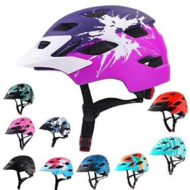 Imagem de Bavilk Capacete de bicicleta infantil, meninos, meninas, com luz de LED, viseira destacável para crianças, jovens, adolescentes, multiesportivos, para patinação, ciclismo, scooter, skate ajustável e