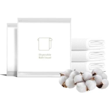 Imagem de THMINS Toalhas de banho descartáveis, toalhas de chuveiro 21 x 19 x 8 cm, corpo de toalhas descartáveis, 3 embalagens individuais para hotel de viagem, macias e absorventes, 3 unidades.