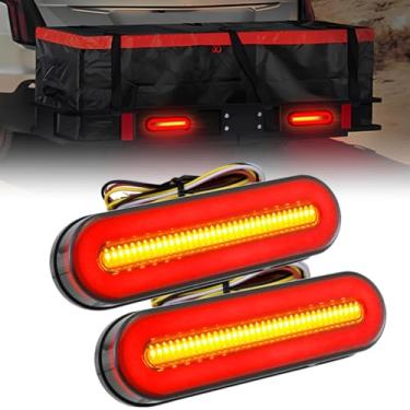 Imagem de FXC 2 peças de lentes fumê 12,7 cm oval vermelho LED parada de freio luzes traseiras montagem em superfície à prova d'água sequencial sinais de seta luzes de reboque para trailer, caminhão, jipe