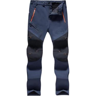 Imagem de Homens Plus Size Inverno Softshell Fleece Calças Ao Ar Livre Trekking Peixe Acampamento Escalada Caminhadas Esqui Quente, Blue, L