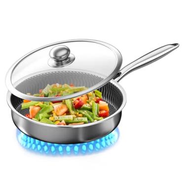 Imagem de Frigideira antiaderente, utensílios de cozinha, frigideira com tampa, frigideira antiaderente para fogão de indução, cozinha doméstica, apartamento, restaurante, acampamento, churrasco