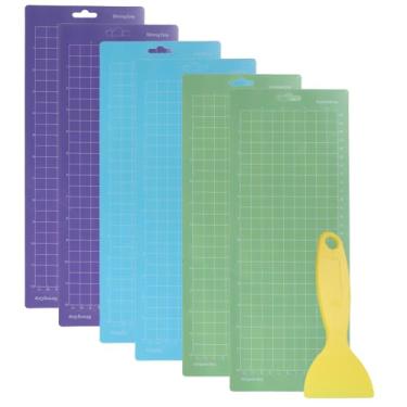 Imagem de Rierdge Tapete de corte, pacote com 6 (4,5 x 12 polegadas) tapetes de corte adesivo de substituição forte e padrão e leve compatíveis com Cricut Maker 3/Maker/Explore 3/Air 2/Air/One