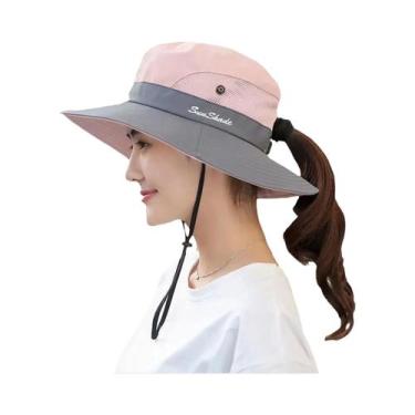 Imagem de Chapéu De Sol Feminino De Verão Respirável Dobrável Com Aba Larga Para