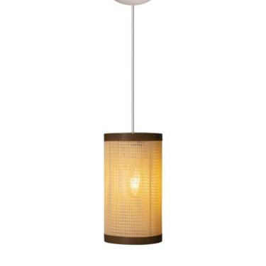 Imagem de Lustre Luminaria Cilindro Decoração Rustica Palha Aramado P - BROOKLYN
