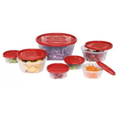 Imagem de Potes 7 Unidades Organizadores Multiuso Transp Azul Vermelho - Jaguar,