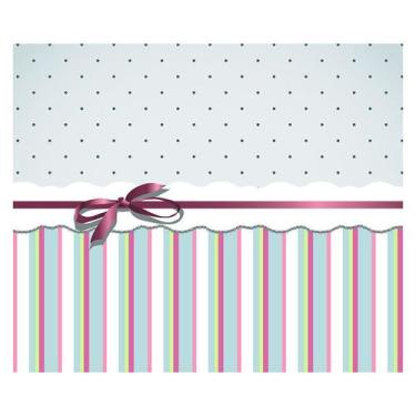 Imagem de Papel de Parede Adesivo Infantil Listras Laço Quarto Menina - 778pcm -