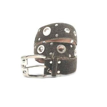 Imagem de Cinto masculino feminino lona com ilhóes e rebite K00681c - Barão do C