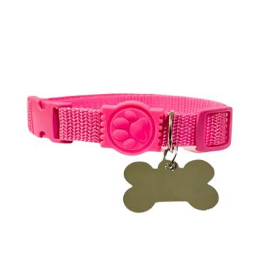 Imagem de Coleira para Cachorro com Placa de Identificação (ROSA, P)
