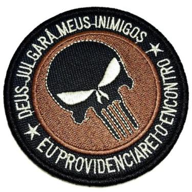 Imagem de Caveira Deus Julgará Patch Bordado Fecho Contato Para Camisa - BR44