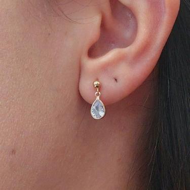 Imagem de Brinco Zirconia Gota P Folheado A Ouro Bolinha - FAMA FOLHEADOS