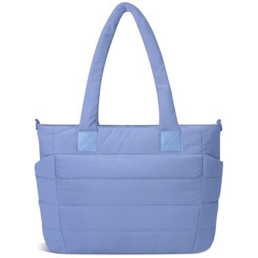 Imagem de GASSDA Bolsa feminina acolchoada grande para trabalho com zíper para viagens, Azul claro