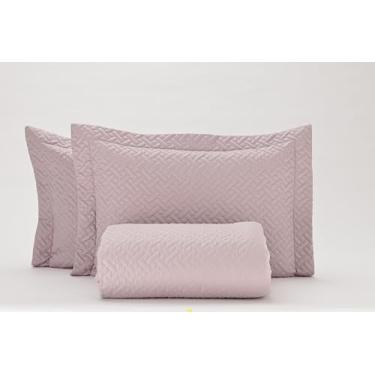 Imagem de COBRELEITO TRESSÊ 100% ALGODÃO CETIM 400 FIOS ROSE - SOLTEIRO 2 PÇS 180X220